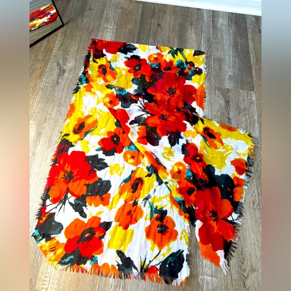 Fashion Scarf Head Neck Scarf Floral Hippie Boho Multi Color Orange Blue White - Picture 1 of 5